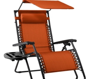 Folding Zero Gravity Recliner Patio Lounge Chair w/ Canopy, Side Tray