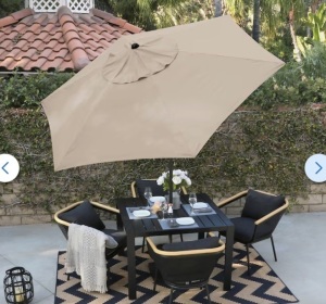 Astella 9-ft Solid Push-button Tilt Market Patio Umbrella-gray