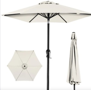 Outdoor Steel Market Patio Umbrella Decoration w/ Tilt, Crank Lift - 10ft