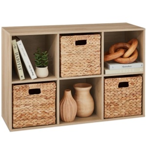 6-Cube Bookshelf, 11in Storage Display w/ Removable Panels, Customizable 36"(L) x 11.5"(W) x 24"(H)