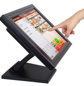 17" Touch Screen LED Display Monitor, Cash Register VOD System POS Stand Restaurant VGA LED Touch Screen Monitor HD for Restaurant Cafe Kiosk Retail