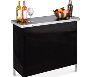 Portable Pop-Up Bar Table w/ Carrying Case, Removable Skirt