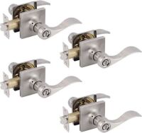 &nbsp;Probrico Wave Style Privacy Door Handles with Square Rosette Satin Nickel Reversible Keyless, 4 Pack&nbsp;
