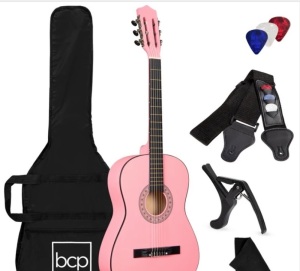 Beginner Acoustic Guitar Set w/ Case, Strap, Strings - 38in