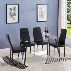 NIERN Modern Black Dining Chairs, Set of 4 