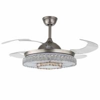 Modern Invisible Crystal Chandelier Ceiling Fan Light