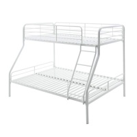 AmazonBasics Heavy Duty Twin-Over-Full Metal Bunk Bed, Easy Assembly with Enhanced Upper-Level Guardrail, White -&nbsp;Appears New