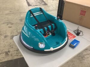 6V Kids Ride On Bumper Car Toy w/ Remote, Harness, Lights, 360 Degree Spin