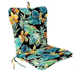 Lot of (4) Outdoor Wrought Iron Chair Cushion in Beachcrest Caviar, 38 in. L x 21 in. W x 3.5 in. T 