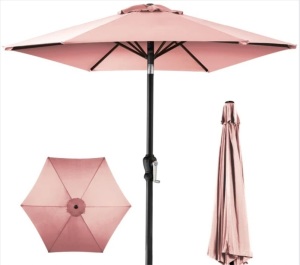 Outdoor Steel Market Patio Umbrella Decoration w/ Tilt, Crank Lift - 10ft