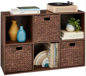 6-Cube Bookshelf, 13.5in Storage Display w/ Removable Panels, Customizable