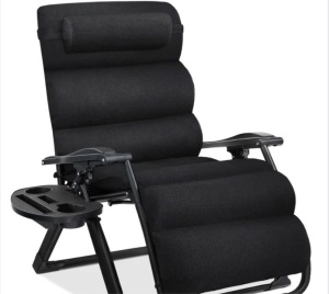 Oversized Zero Gravity Chair, Folding Outdoor Recliner w/ Removable Cushion