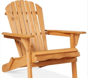 Folding Wooden Adirondack Chair, Accent Furniture w/ Natural Woodgrain