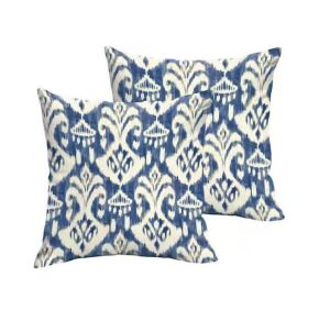 Sorra Home Rivoli Indigo Square Outdoor Throw Pillows, 2 Pack 