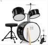 Kids Beginner 3-Piece Drum, Musical Instrument Set w/ Sticks, Stool, Pedal