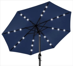 Solar LED Lighted Patio Umbrella w/ Tilt Adjustment, UV-Resistance - 10ft