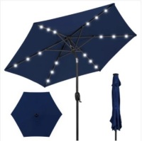 Outdoor Solar Patio Umbrella w/ Push Button Tilt, Crank Lift - 7.5ft