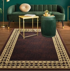 Antep Rugs Alfombras Modern Bordered 8x10 Non-Skid (Non-Slip) Low Profile Pile Rubber Backing Indoor Area Rugs (Brown Beige, 7'10" x 10')