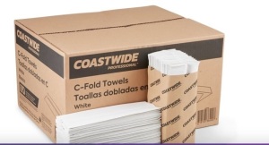 Coastwide Professional™ Recycled C-Fold Paper Towels, 1-Ply, 150 Sheets/Pack, 2400 Sheets/Carton (CW25383)