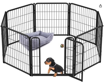 FXW Homeplus Dog Playpen Designed for Indoor Use, 24" Height for Puppy and Small Dogs, Black-8 panels