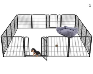 FXW Homeplus Dog Playpen Designed for Indoor Use, 24" Height for Puppy and Small Dogs, Black-16 panels