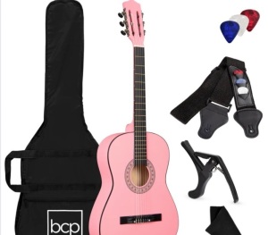 Beginner Acoustic Guitar Set w/ Case, Strap, Strings - 38in