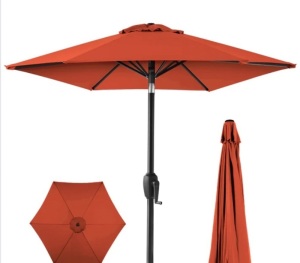 Outdoor Market Patio Umbrella w/ Push Button Tilt, Crank Lift - 7.5ft