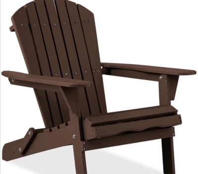 Folding Wooden Adirondack Chair, Accent Furniture w/ Natural Woodgrain