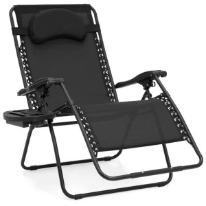 Oversized Reclining Zero Gravity Chair Lounger w/ Cup Holder, Pillow 36.25"(L) x 32"(W) x 43.5"(H)