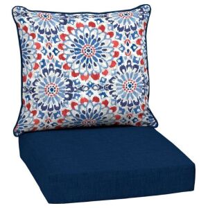 Arden Selections ProFoam 24 in. x 24 in. 2-Piece Deep Seating Outdoor Lounge Chair Cushion in Clark Blue