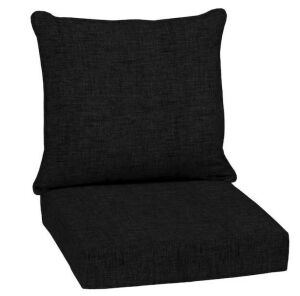 Lot of (2) Arden Selections 24 in. x 24 in. 2-Piece Deep Seating Outdoor Lounge Chair Cushion in Black Leala 