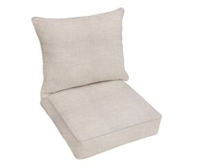 Sorra Home 23 in. x 27 in. Deep Seating Indoor/Outdoor Pillow and Cushion Set in Sunbrella Cast Silver and Taupe 