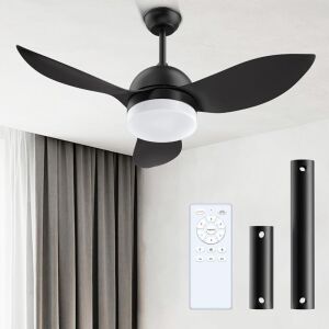  LED Black Ceiling Fan 38" with Quiet DC Reversible Motor 6-Speeds Dimmable Light 