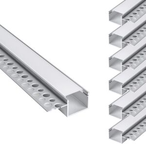  Hunhun 6.6ft Plaster-in Trimless Recessed LED Aluminum Channel with Single Flange, 6 Pack 