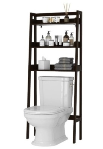 UTEX Over The Toilet Storage, 3-Tier Bathroom Shelves Over Toilet, Behind Toilet Bathroom Organizer (Espresso)