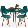 5-Piece Mid-Century Modern Dining Set w/ 4 Chairs, Wooden Legs, Metal Frame