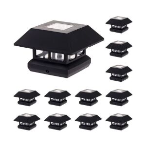 GreenLighting Veranda Solar Post Cap Lights Fits 4x4 Nominal Wood & 4x4 PVC/Vinyl, 12 Pack 