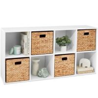 8-Cube Bookshelf, 11in Storage Display w/ Removable Panels, Customizable