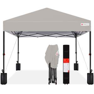 One-Person Setup Instant Pop Up Canopy w/ Case, 4 Weight Bags - 10x10ft