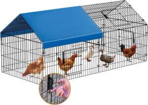  Metal Chicken Coop with Cover 86"×40"×39" 