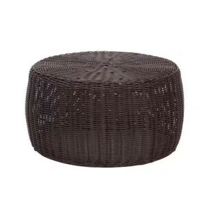 9 in. H Brown Resin Wicker Foot Stool Ottoman 