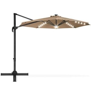 360-Degree LED Cantilever Offset Patio Umbrella w/ Tilt - 10ft