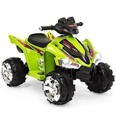 12V Electric 4-Wheeler Ride On w/ LED Lights, Forward and Reverse, Green