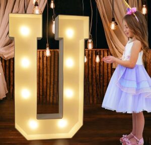 Lot of (5) Pooqla 3' Light Up Marquee Letter "U" 