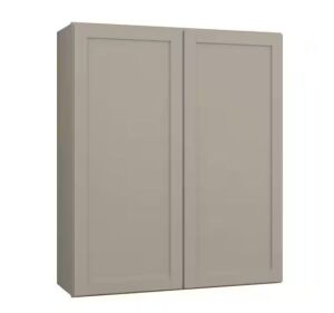 Hampton Bay Courtland 36 in. W x 12 in. D x 42 in. H Assembled Shaker Wall Kitchen Cabinet in Sterling Gray - Damage on Bottom & Top Corner