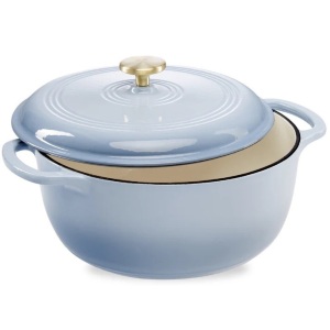 Cast-Iron Dutch Oven Kitchen Cookware w/ Enamel, Handles - 6qt