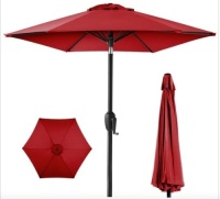 Outdoor Market Patio Umbrella w/ Push Button Tilt, Crank Lift - 7.5ft
