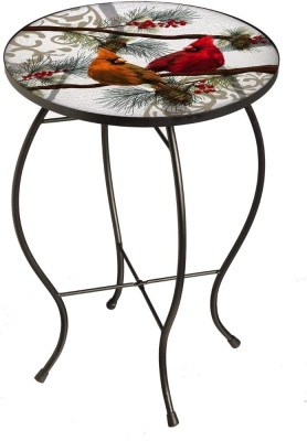 New Creative Seasonal Cardinals Glass Patio Side Table - Appears New 