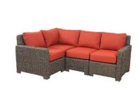 Hampton Bay Laguna Point 4-Piece Wicker Outdoor Sectional Chairs with CushionGuard Quarry Red Cushions
