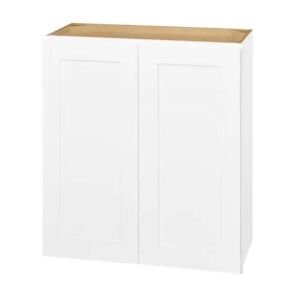 Hampton Bay Avondale 27 in. W x 12 in. D x 30 in. H Ready to Assemble Plywood Shaker Wall Kitchen Cabinet in Alpine White 